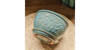 Jardinière poterie glacée relief de feuille